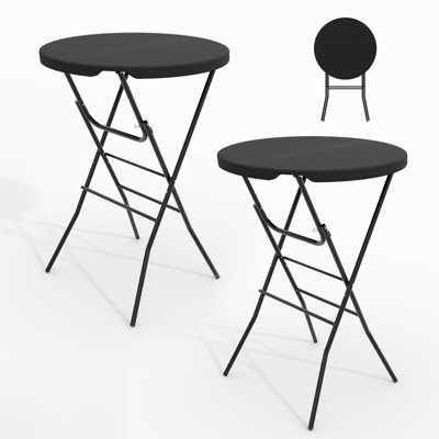 2pack 32" Folding Cocktail Table, with Metal Frame & Locking Legs