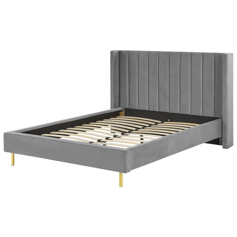 Sadie Upholstered Bed, European Double (140 x 200cm), Grey