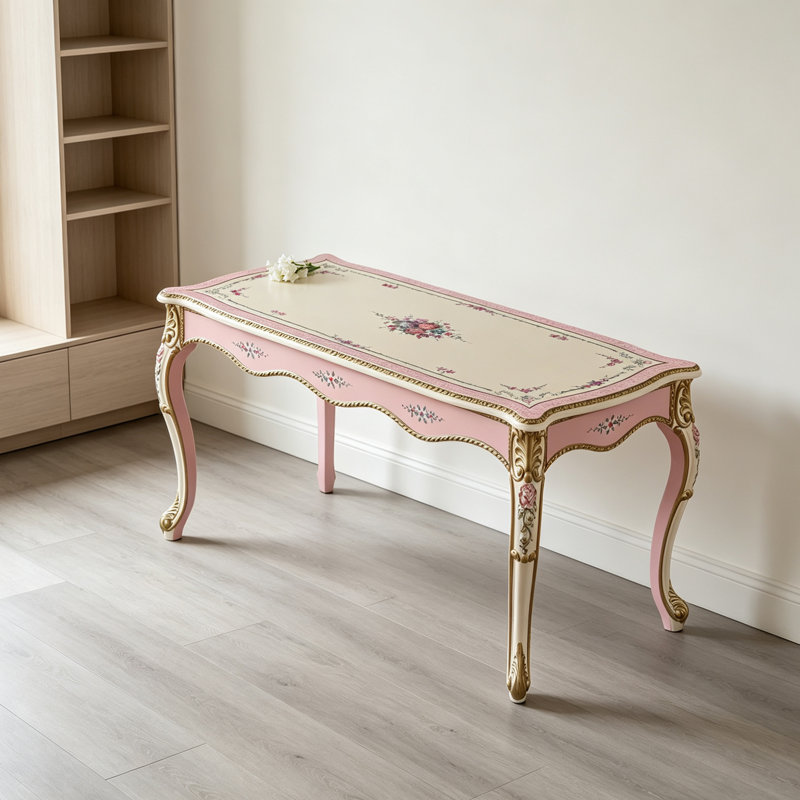 Bureau multifonctionnel au design peint de style français, H 30,7 po x l 59,05 po x P 35,43 po