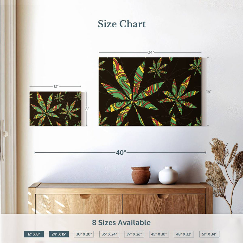 Couleurs de la feuille de marihuana, H 16 po x l 24 po