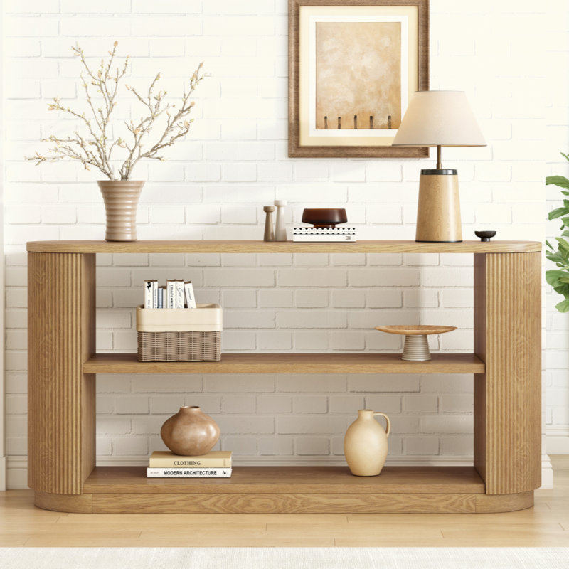 Mirod Modern Entryway Console Table - Slim Sofa Table With Open Shelf & Elegant Wood Grain, Multi-Functional Hallway Table For Living Room