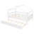 Full Size Wooden House Bed with Twin Size Trundle, White-453554825-453554824