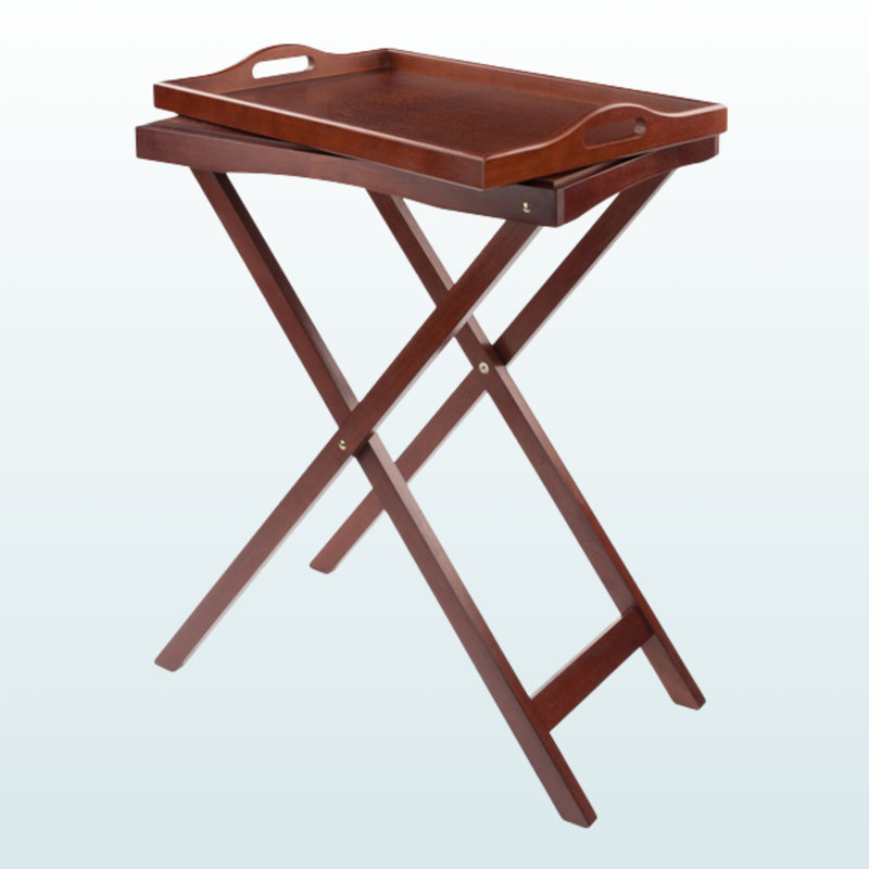 Meuble télé Elliot Butler avec plateau de service au fini noyer, H 27,13 po x L 23,91 po x P 14,37 po