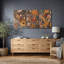 Abstract Botanical "Bohemian Orange Brown Floral Artwork, Unique Vintage Classy Living Room Wall Pictures, Framed Canvas Giclée Print 3 Pieces Wall Art" 16"x24"x3 pcs, 24"x36"x3 pcs, 20"x60"x3 pcs-90890081-90890082-119385107