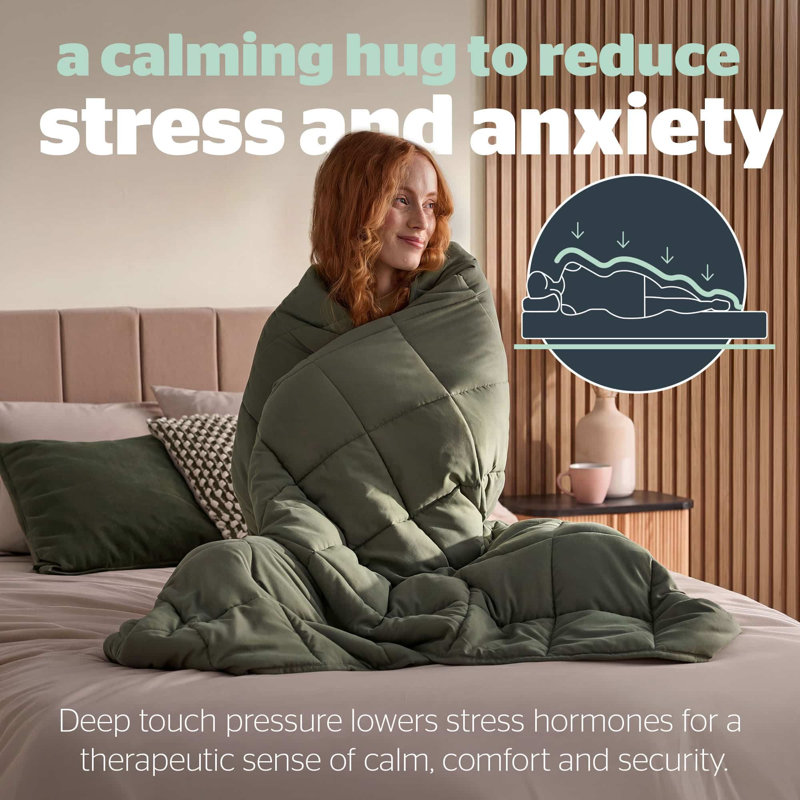 Silentnight Wellbeing 6.8 Kg Weighted Blanket, Olive & Oyster