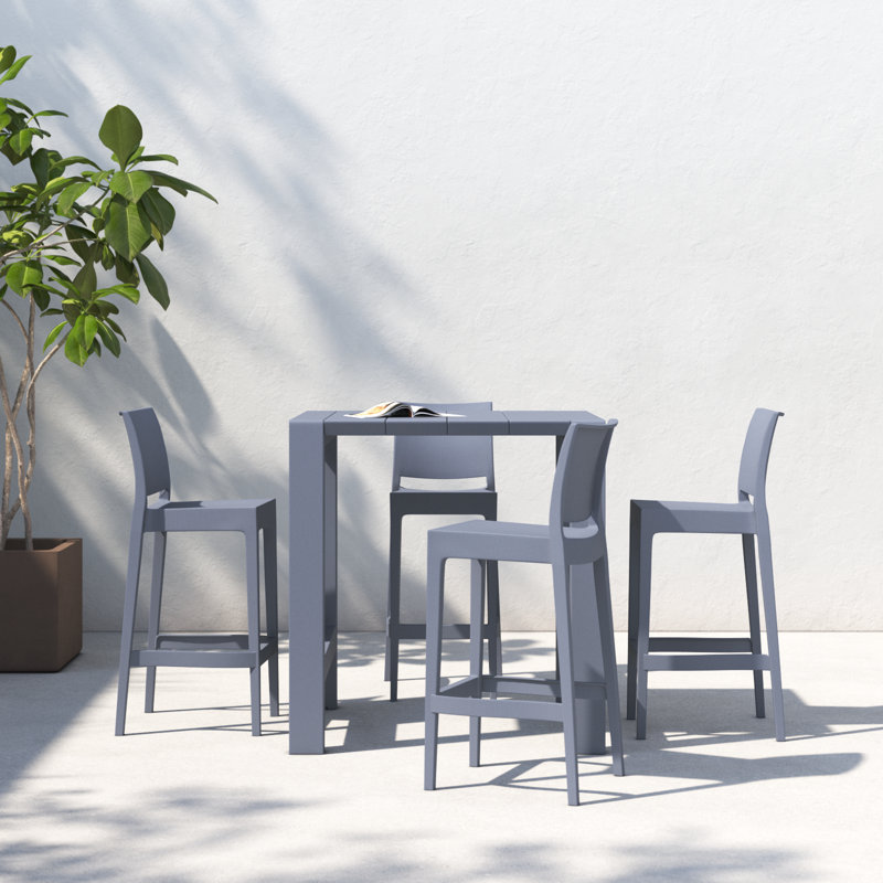 Farrah Bar Height Dining Set, Dark Gray