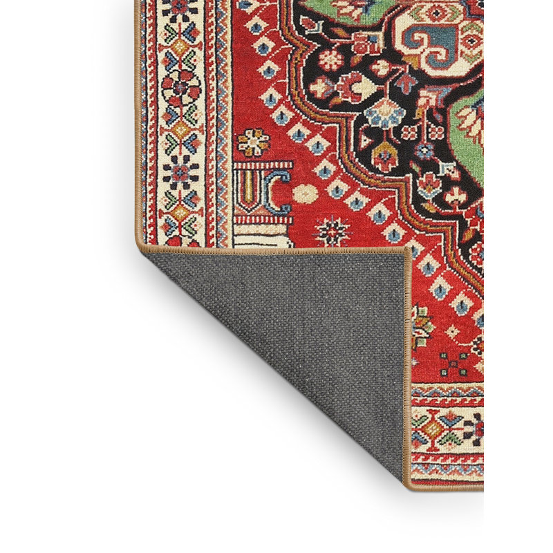 Tapis de style oriental rouge, Rectangle 5 pi x 7 pi