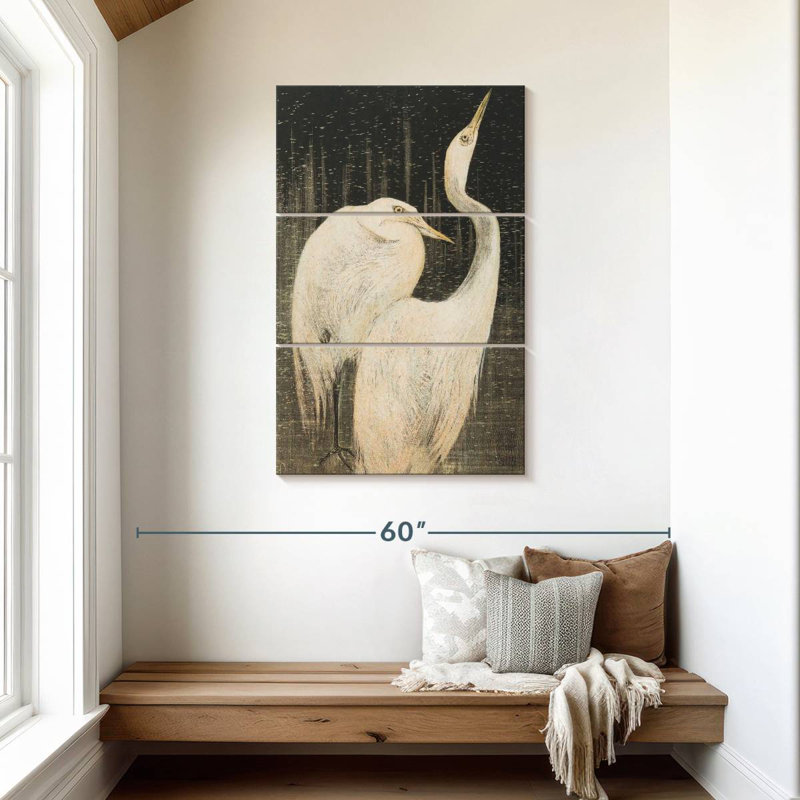 Brampt Twee Zilverreigers, 45" H x 28" W