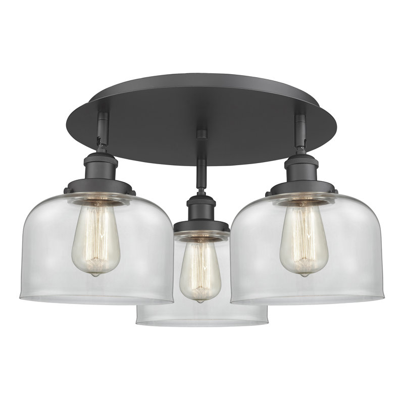 Bejtullah Glass Flush Mount, Clear, Matte Black