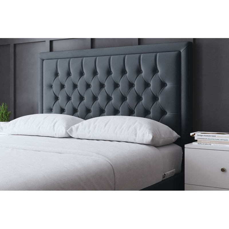 Allegra Upholstered Bed with Headboard, Grey, Double (4'6)