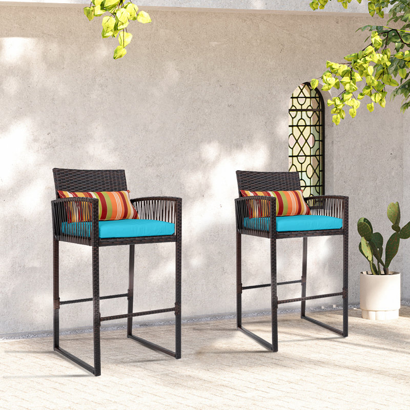 Tabourets de bar pour patio, Bleu, Brun