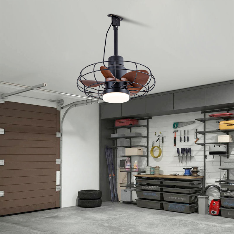 Ventilateur de plafond extérieur de 20 po avec lumières, ventilateur à cage enfichable étanche IP65 pour les patios et les pergolas de jardin, moteur à courant continu réversible à 6 vitesses avec télécommande, DEL 3CCT, fixation par sangle à cl