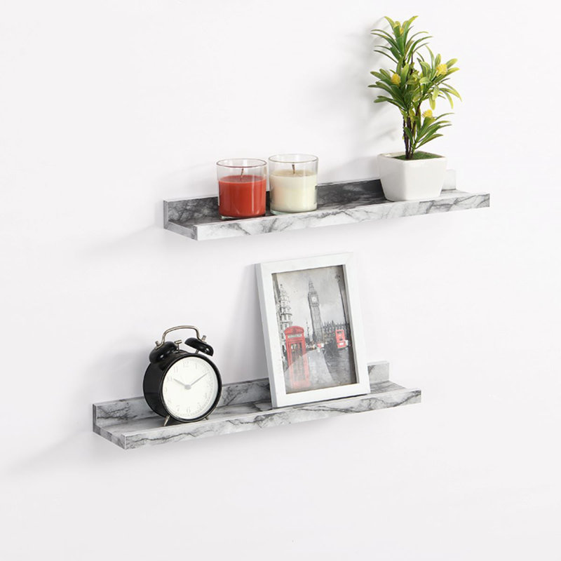 Cardentey 2 Piece Floating Shelf, Marble, 20cm H x 48cm W x 15cm D