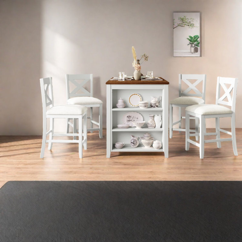 Ensembles de table de salle à manger en bois rustique peu encombrants avec rangement pour cuisine familiale