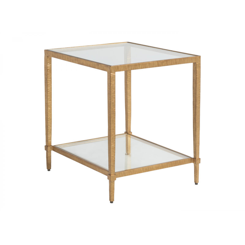 Metal Designs Claret Rectangular End Table, Gold Leaf