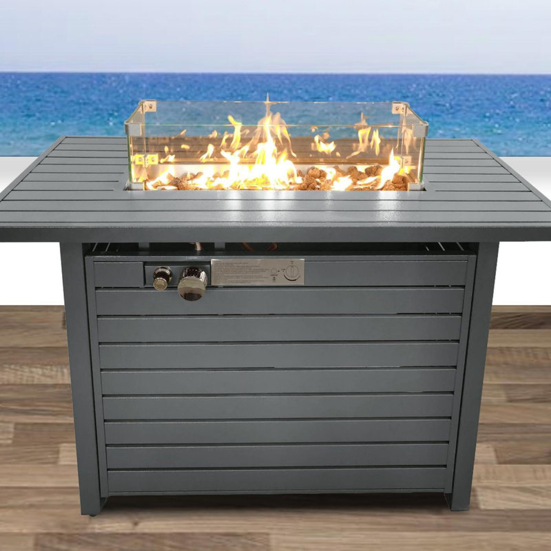 Table de foyer d'extérieur au propane en acier 42 po avec couvercle