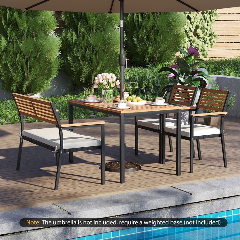 4 - Person Patio Dining Set with Rectangular Table , Cushions Included