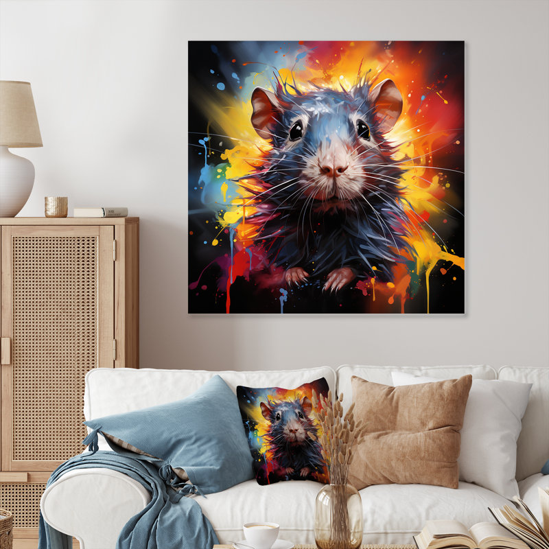 Pop Art,  d'Inde 2 - Art mural rongeur, H 16 po x l 16 po