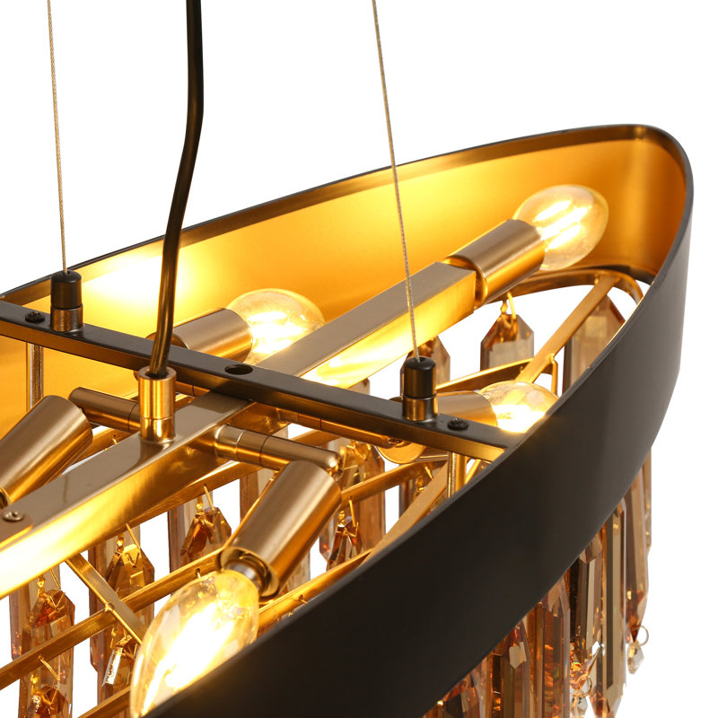 Lustre rectangulaire en cristal pour îlot de cuisine à 10 lumières Jocsan