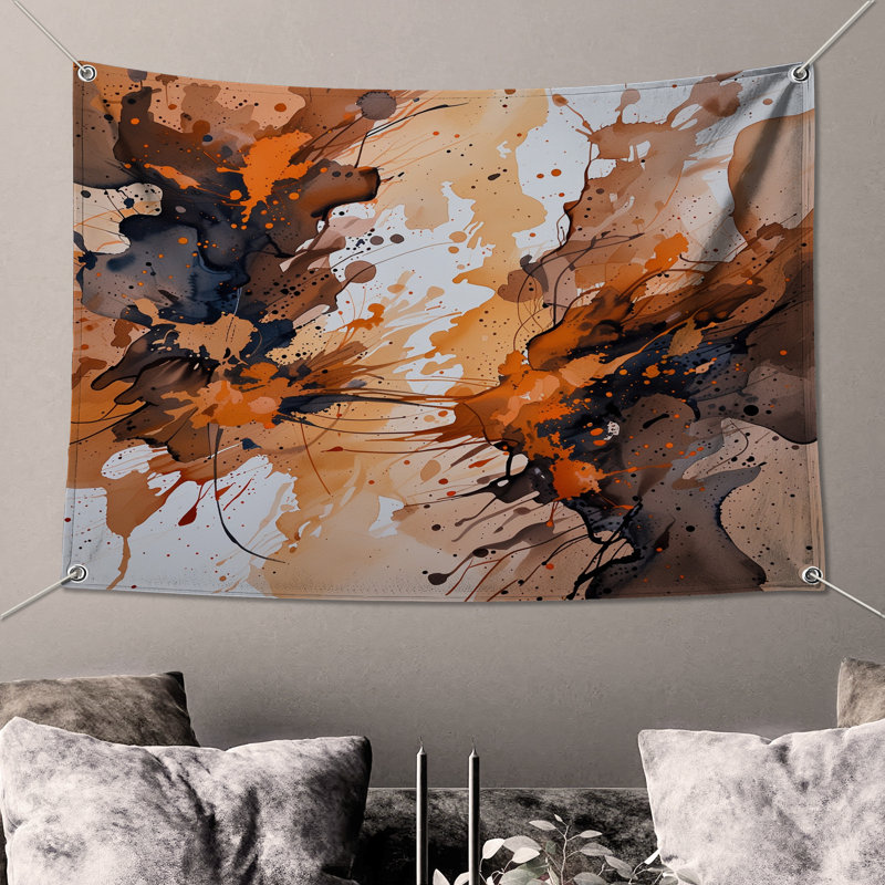Tapisserie abstraite "Splatter" - Art mural, 68in H x80in W with 4 Grommets