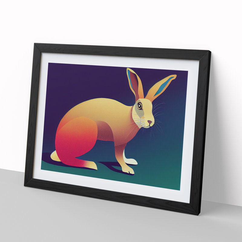 Modern Art Rabbit Abstract - Framed Print, Black Framed, 46cm H x 64cm W x 2cm D