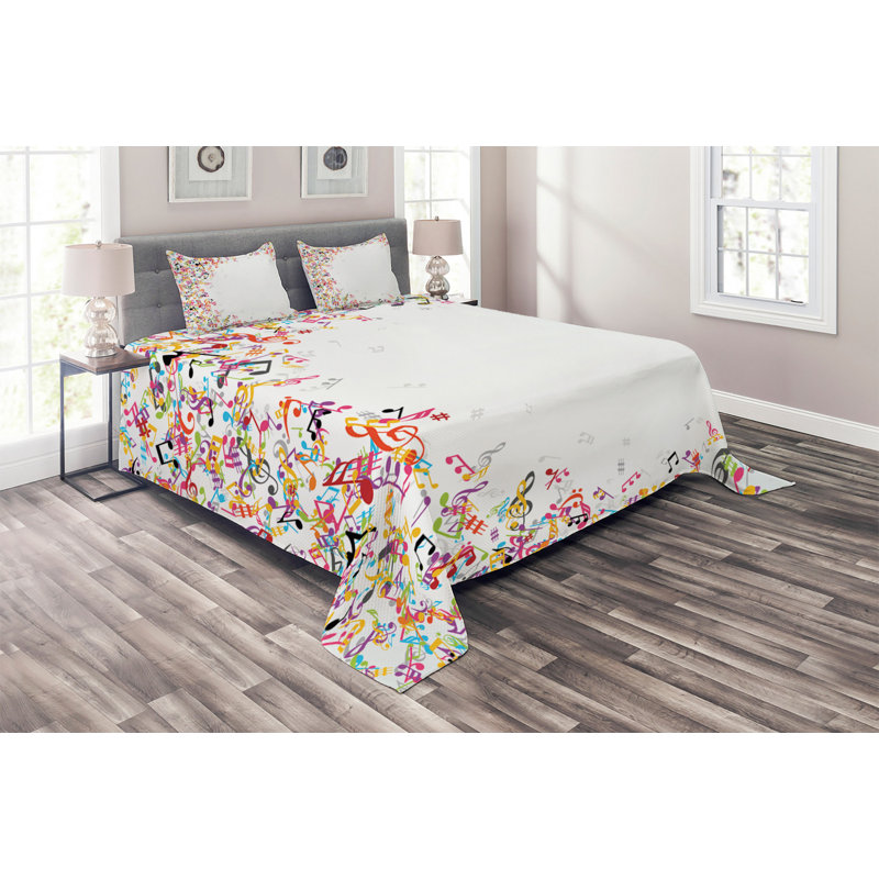 Music Polyester Coverlet, King Bedspread + 2 Shams