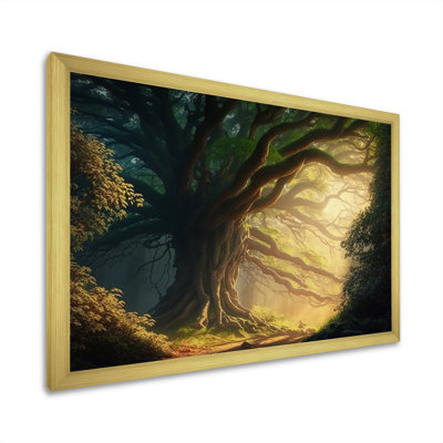 Soleil à travers les branches de l'arbre majestueux I - décoration murale forêt