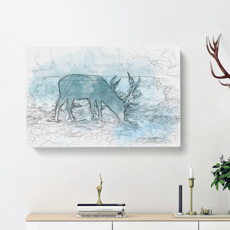 Grazing Stag - Wrapped Canvas, 60cm H x 91cm W x 3cm D