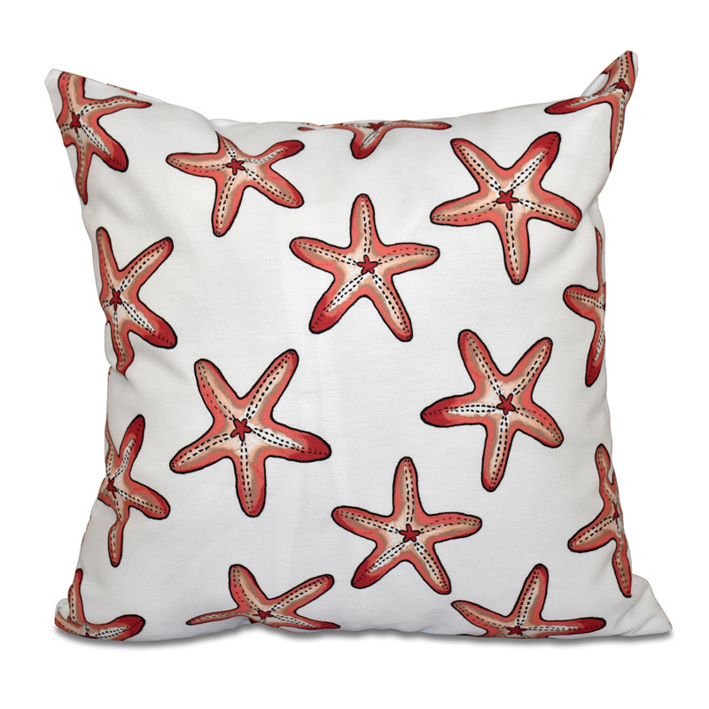 Beach Vacation Pillow Cover & Insert, 26" H x 26" W, Coral