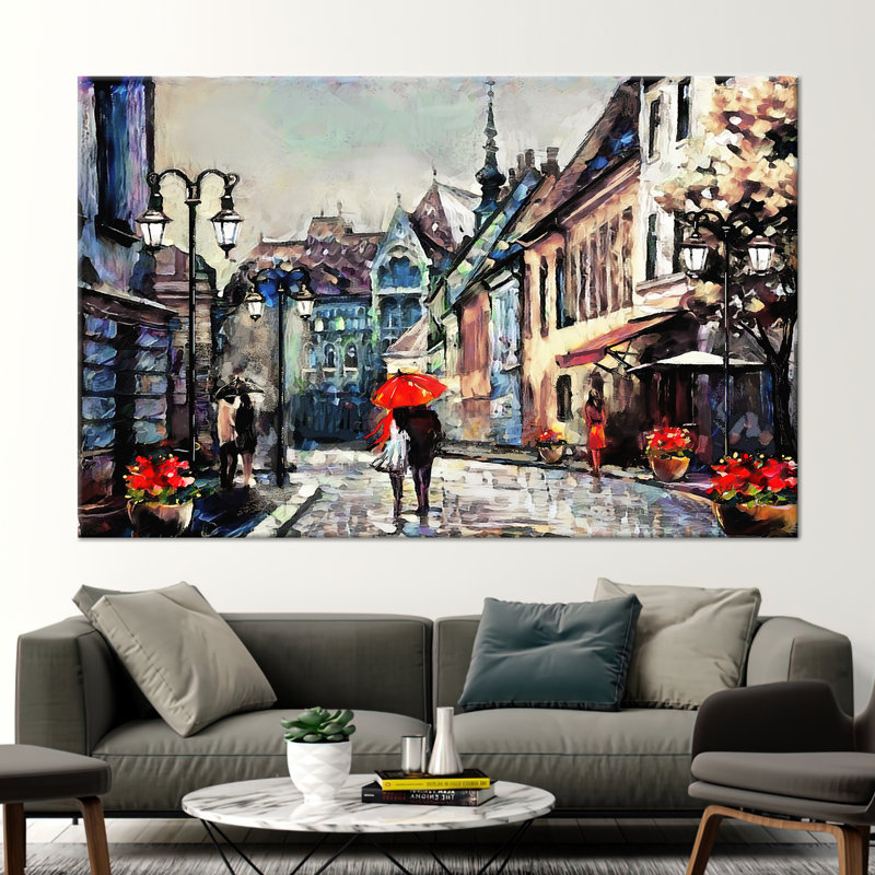 Romantic Umbrella Cityscape Canvas Wall Art - Ideal Valentine's Gift for Couples, Does Not Apply, 20 cm H x 30 cm W