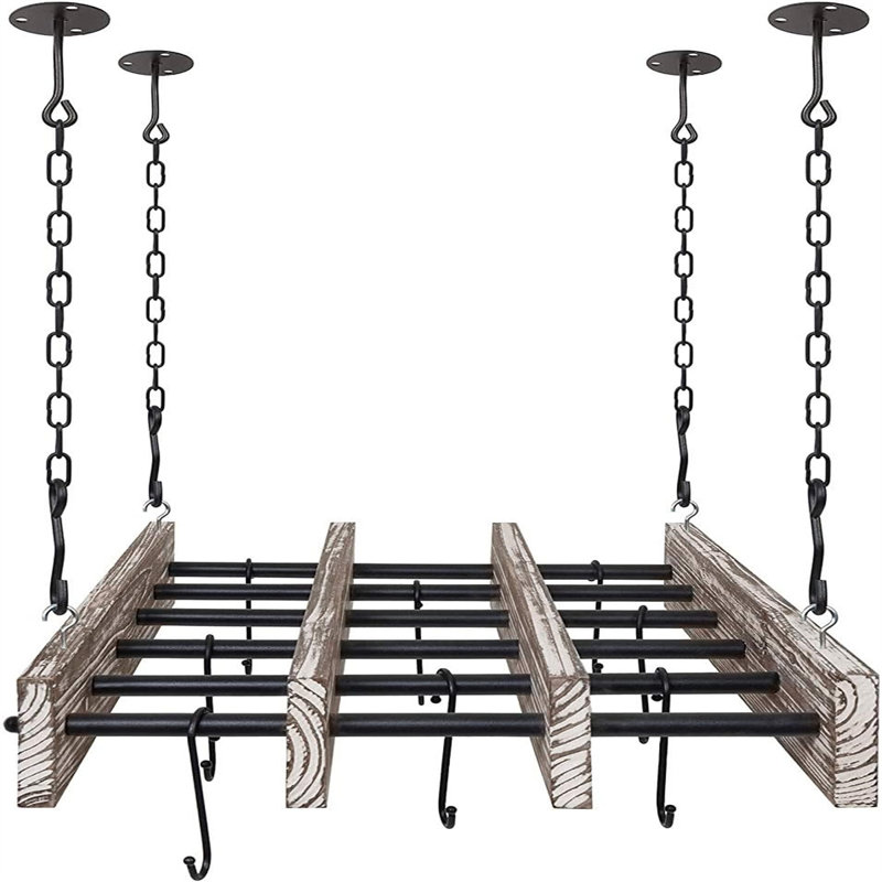 Wood Rectangle Hanging Pot Rack
