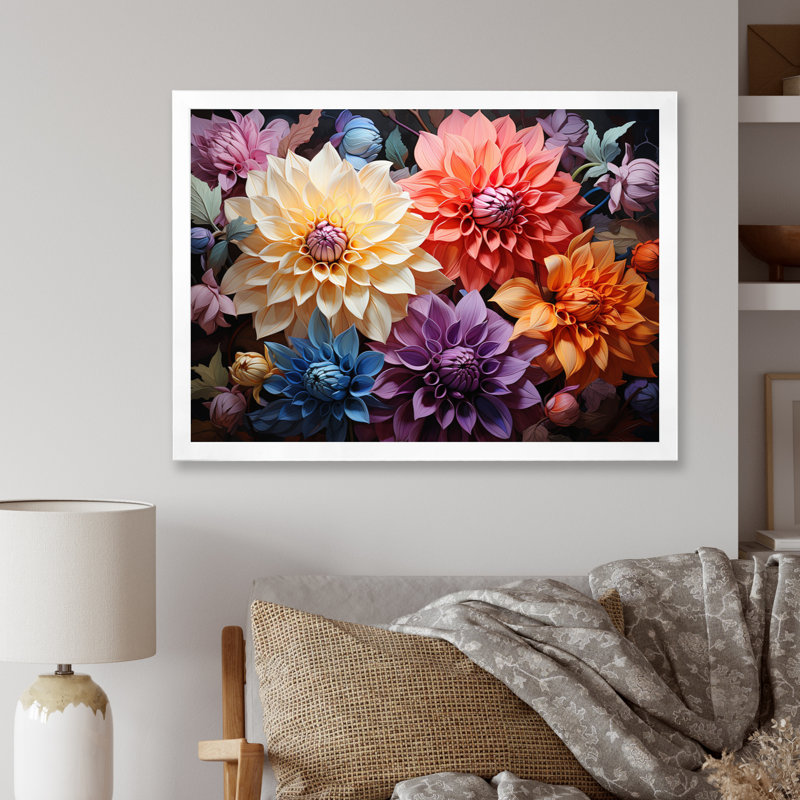 Dahlia Dreams II sur impression sur toile, Cadre simple blanc, H 24 po x l 32 po x P 1 po