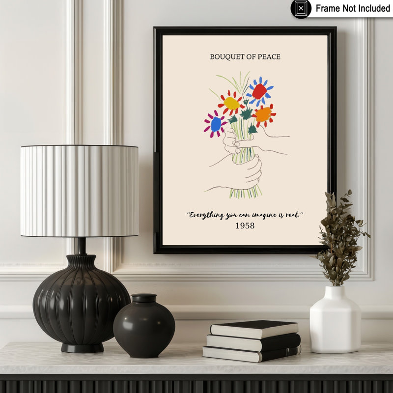 Picasso - Bouquet de paix, H 24 po x l 32 po, Affiche, Sans cadre