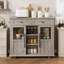 Chariot mobile pour îlot de cuisine avec rallonge rabattable. Armoire de rangement roulante avec tiroirs. Support à épices et porte-serviettes.  Chariot de cuisine en bois sur roulettes pour petite cuisine. Salle à manger. Gris-1189896348