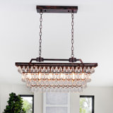 Vintage 6-Lights Rectangular Crystal Chandelier Dimmable
