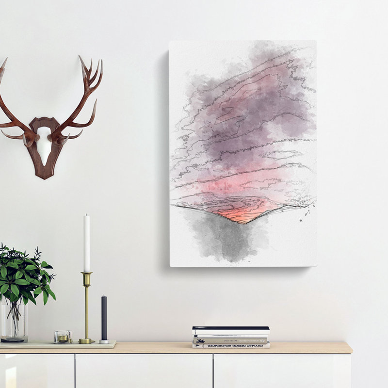 Setting Sun - Wrapped Canvas Drawing - Wrapped Canvas, 50cm H x 35cm W x 3cm D