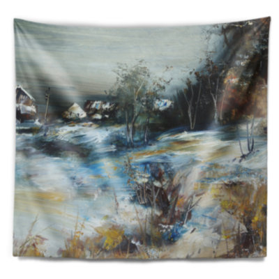 Village de paysage en tapisserie d'hiver