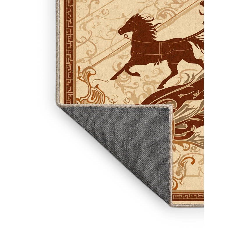 Tapis oriental doux et moelleux de style oriental Dylan brun et beige, 3 X 5