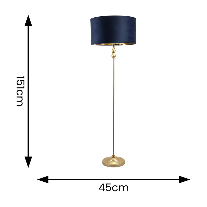Travilah 151cm Traditional Floor Lamp, Brushed, No, Blue/Gold