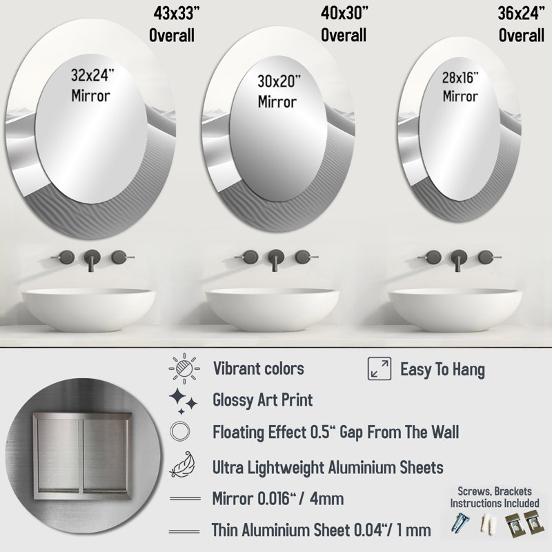 Miroir mural ovale blanc, 40 po x 30 po