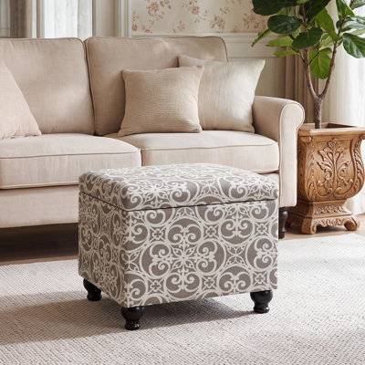 Linen Storage Ottoman With Turned Legs