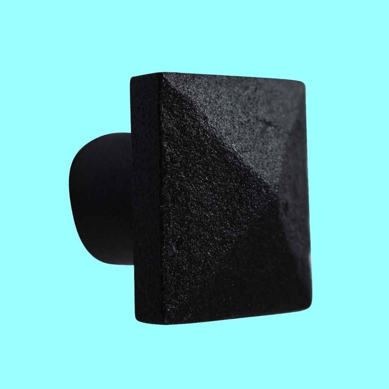 Black Square Iron Cabinet Knob with Mounting Hardware