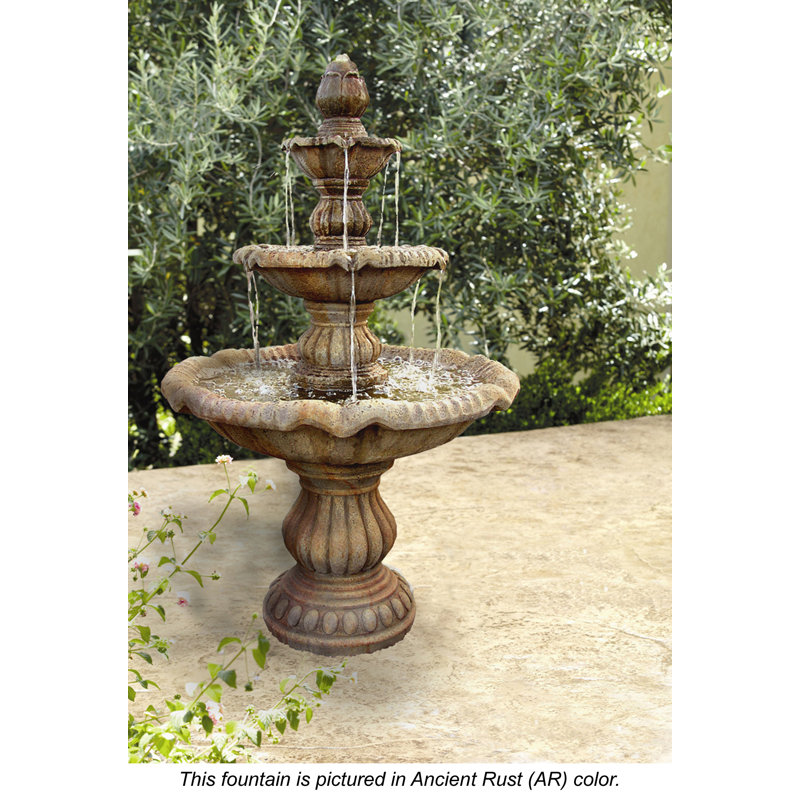 Rialto Tiered Cast Stone Fountain, Forest Brown