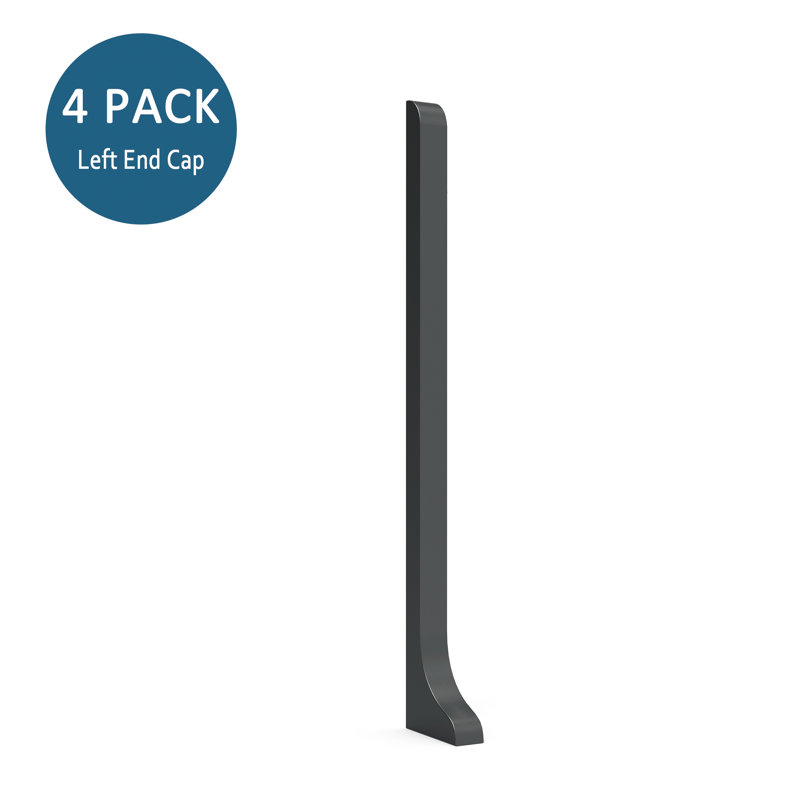 Capuchon d'extrémité gauche pour accessoires de plinthe en aluminium noir mat (ensemble de 4), Noir