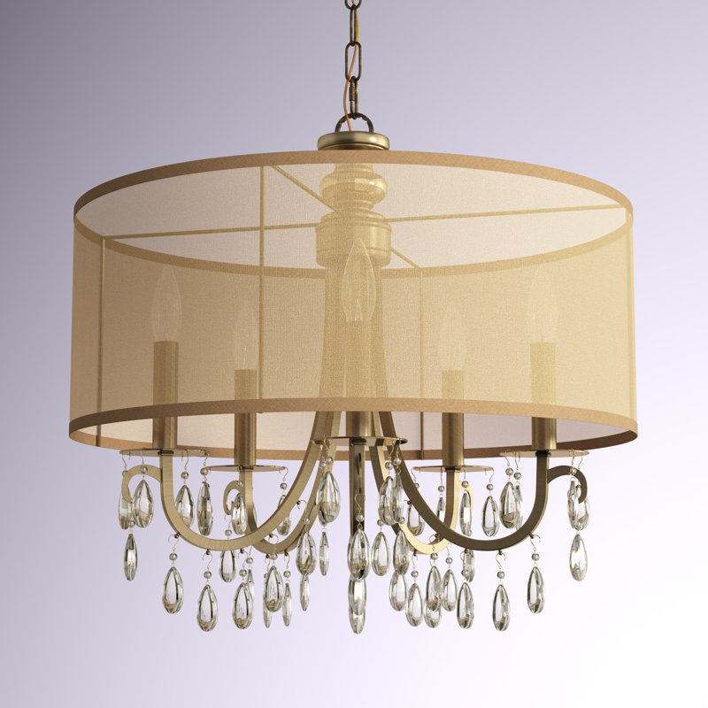 Walser 5 - Light Dimmable Drum Chandelier, Antique Brass