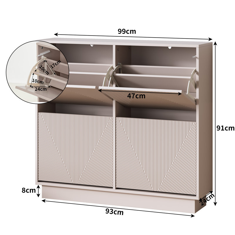 16 Pair Flip Down Shoe Storage, Cashmere