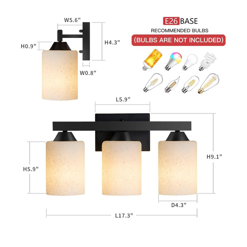 3-Light Bathroom Vanity Light(Bulbs Not Included)