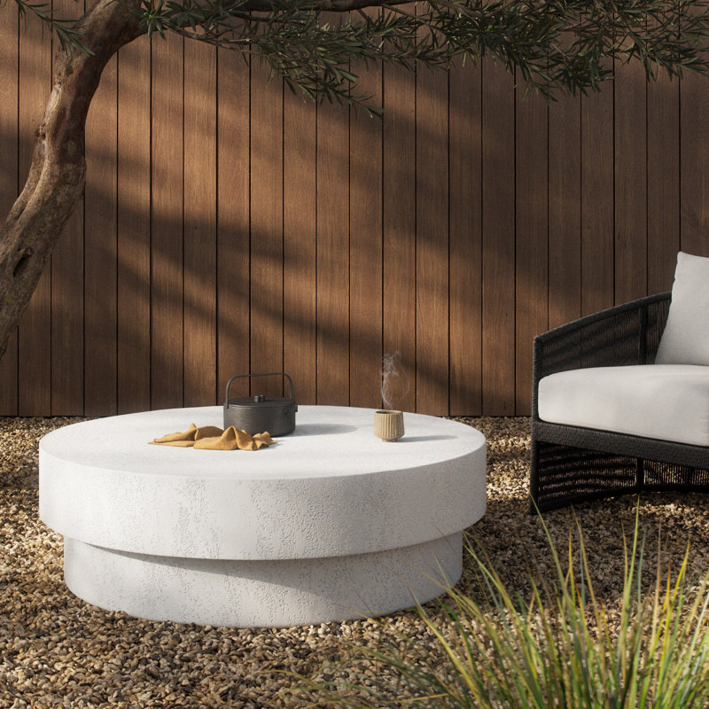 Kesia Outdoor Round Coffee Table, 15" H x 48" W x 48" D