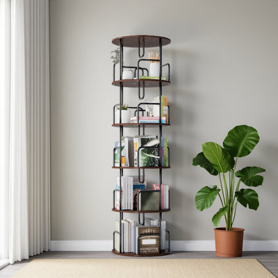 Étagère rotative rotative à 5 niveaux, bibliothèque pivotante, étagère haute rotative à 360 livres, étagère de rangement ronde à rotation verticale, organisateur d'étagère à livres pour chambre à coucher, salon