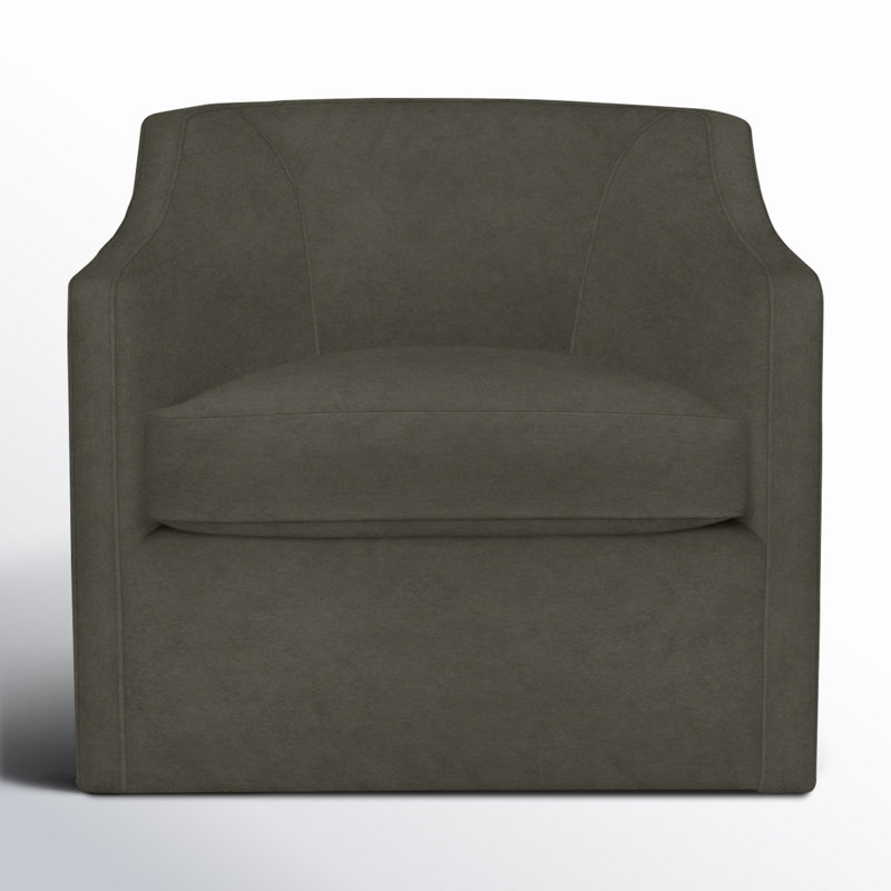 Fauteuil pivotant rembourré Marietta, Velours performance bois de frêne Bella